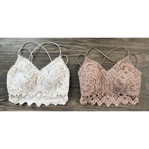 Lace Crochet Bralette Lot L Whimsigoth Romantic Coquette Fairycore Boho Indie
